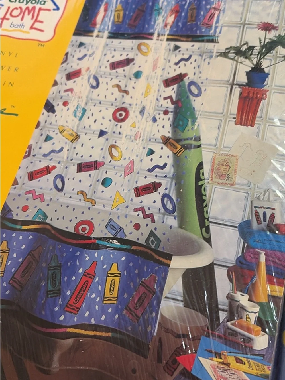 NEW Vintage Crayola Home Bath 1993 vinyl shower curtain 70”x72” Collectible.